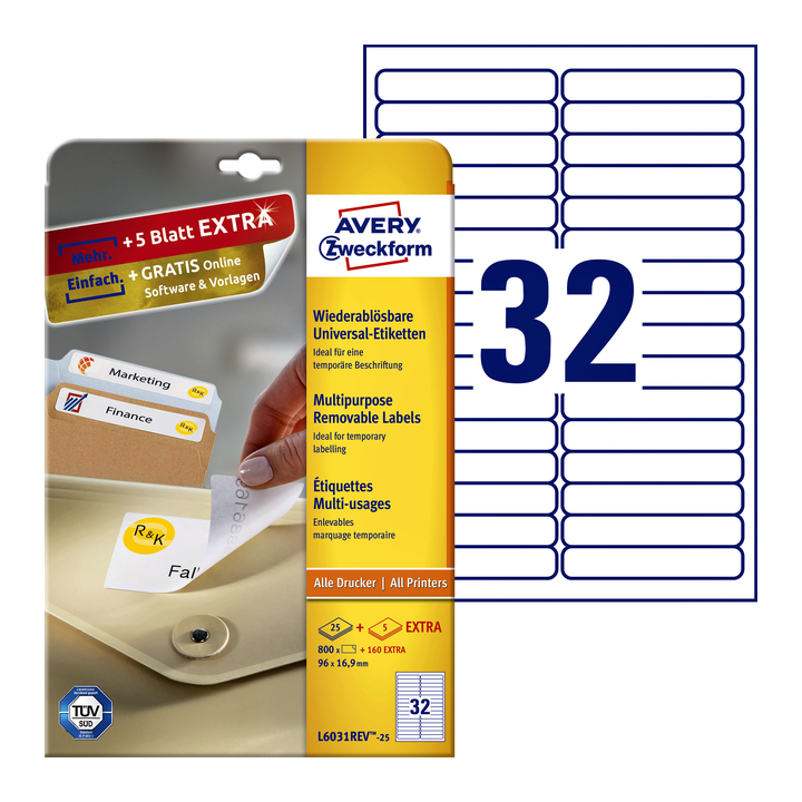 Etiket avery l6031rev-25 96x16.6mm 800st - 0