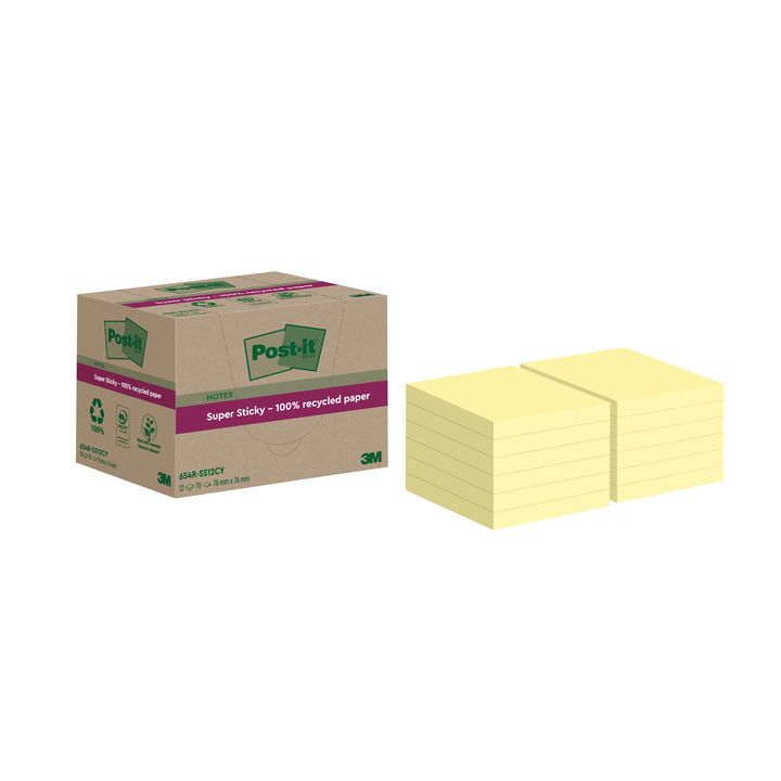 Memoblok 3m post-it 654 rss12cy 76mmx76mm geel(7100284981) - 0