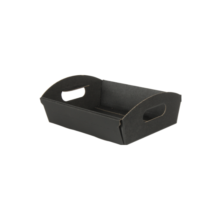 Schaal met handgrepen, karton, 22x16x6cm, zwart (10 stuks) - 0
