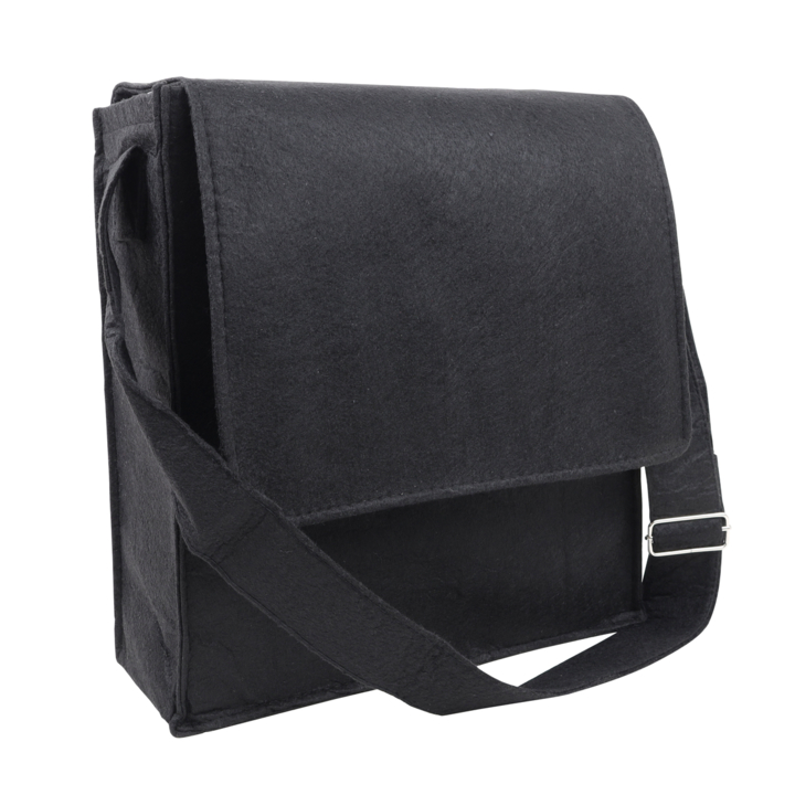 Schoudertas, 33+12x35cm, vilt, zwart (50 stuks) - 0
