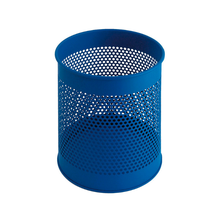 Metalen papierbak, geperforeerd, 15 liter, blauw, VB 270620 - 0