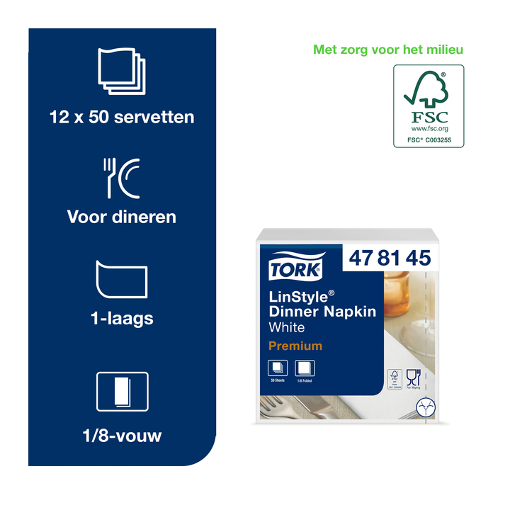 Dinerservet tork linstyle premium wit 478145(478145) - 1