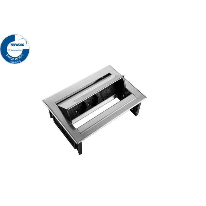 Filex, Power Desk In, 2x 230V, 1x keystone, RVS - 1