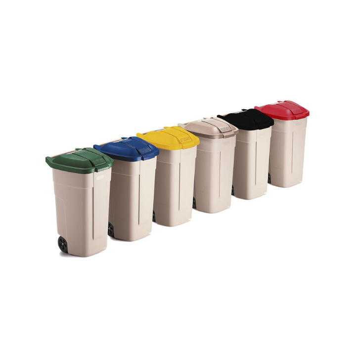 Afvalcontainer, 100 liter, beige/rood, VB 002900 - 2