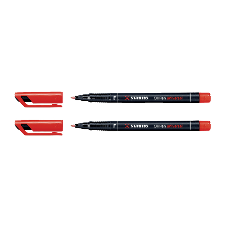 Viltstift stabilo ohp f842 perm rond 0.6mm rood - 0