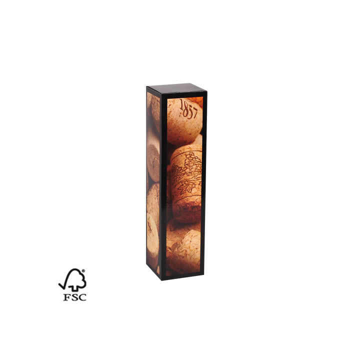 Kokerdoos 1-fles, Kurk, zwart, 87x87x360mm (50st) - 0