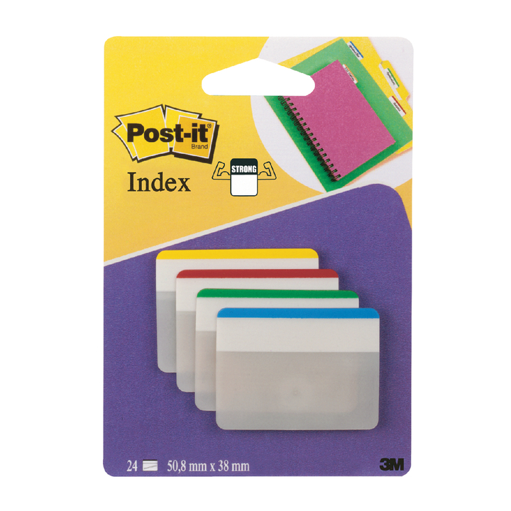 Indextabs 3m post-it 686f-1 strong 50mm 4 kleuren - 0