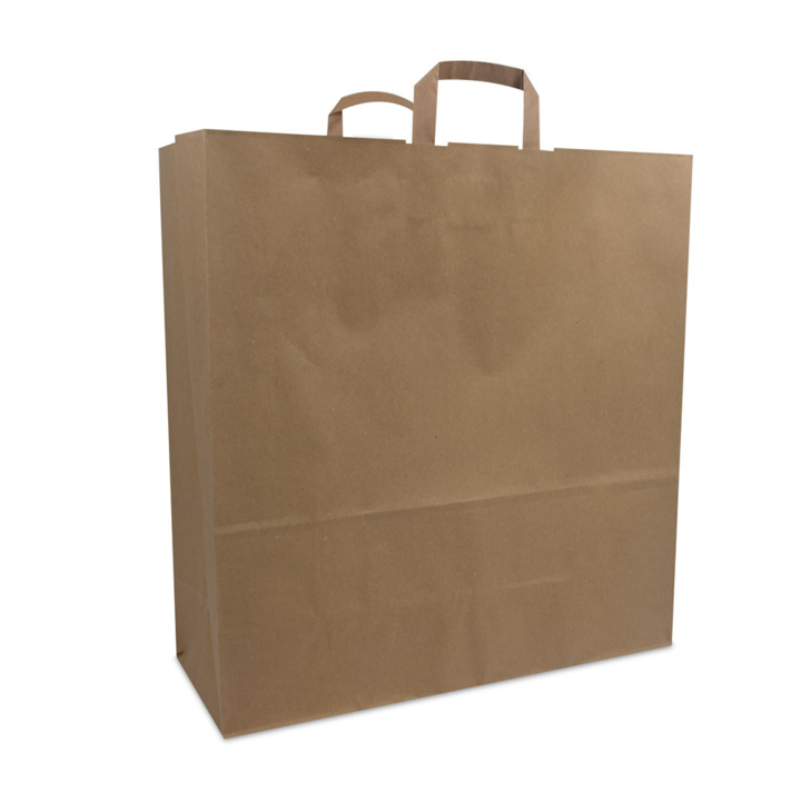 Draagtas, papier, 45+17x47cm, platte lus, bruin (150 stuks) - 0
