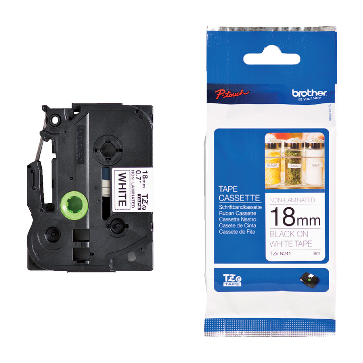 Lettertape brother p-touch tzn241 18mm wit/zwart - 0