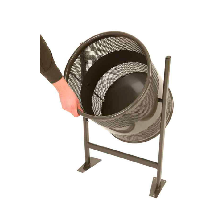Afvalbak rond op paal, 80 liter, grafiet, VB 713000 - 1