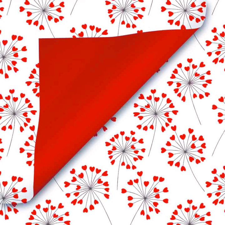 Coated inpakpapier - Hartjes dessin 50cmx200meterRood1st - 0