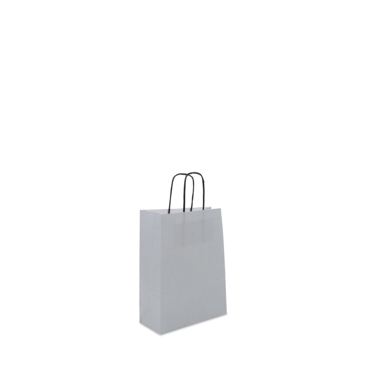 Draagtas, papier, gedraaid, 18+8x24cm, basic, zilver (250st) - 0