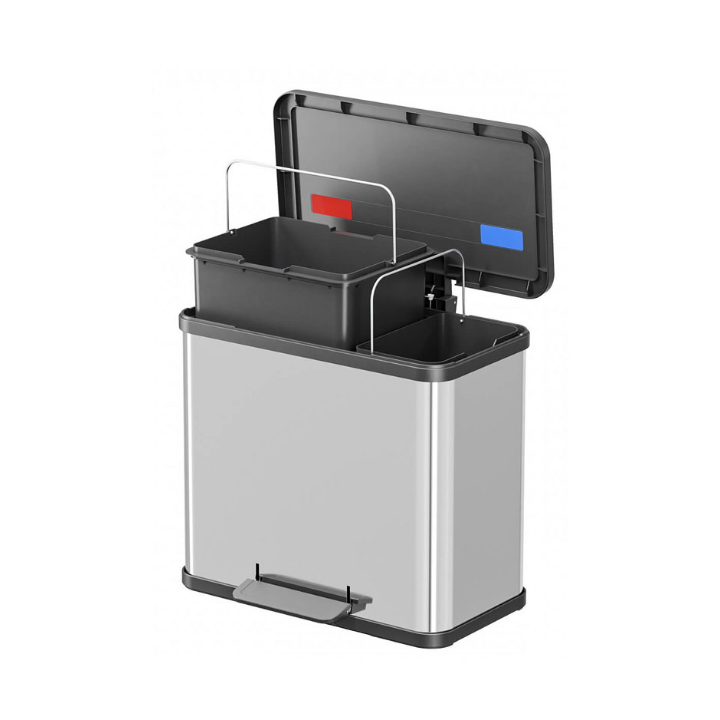 Hailo Öko Duo Plus, pedaalemmer, 17+9 liter, RVS, VB 016171 - 2