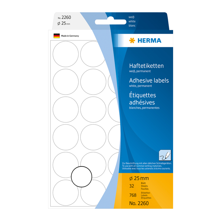 Etiket herma 2260 rond 25mm 768st - 0