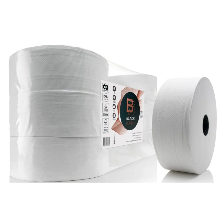 BlackSatino Original | Jumbo Toiletpapier | 380 Meter | 2-Laags | JT20 | Wit | 307130 (6 stuks) - 0