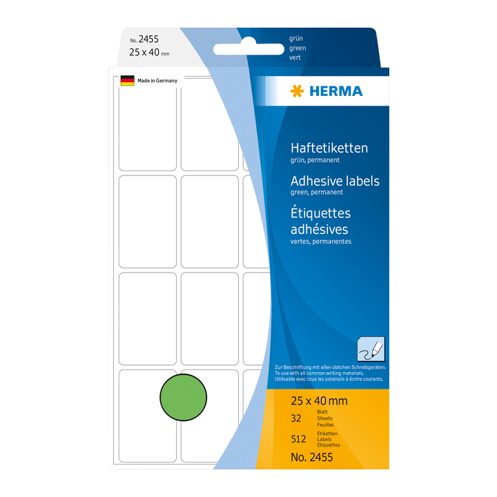Etiket herma 2455 25x40mm 512st groen - 0