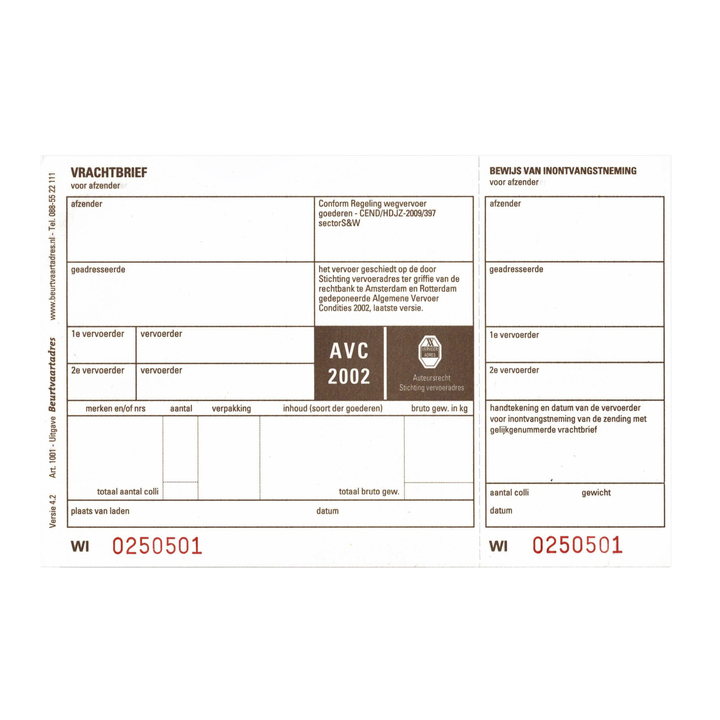 Vrachtbrieven iezzy bva1001 190x120mm 3voud(55290) - 0