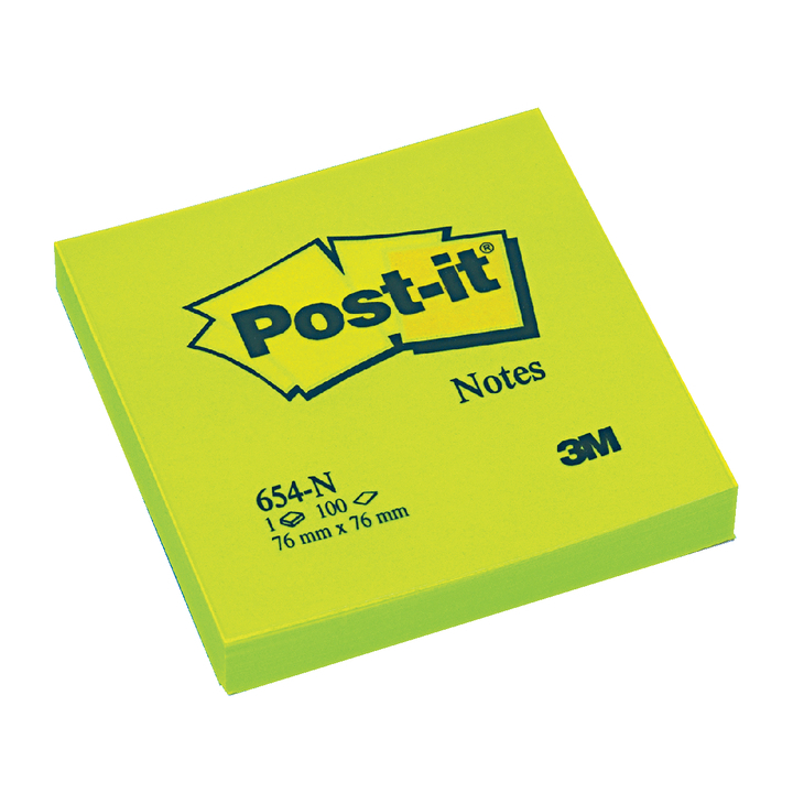 Memoblok 3m post-it n654 76x76mm neon groen - 0