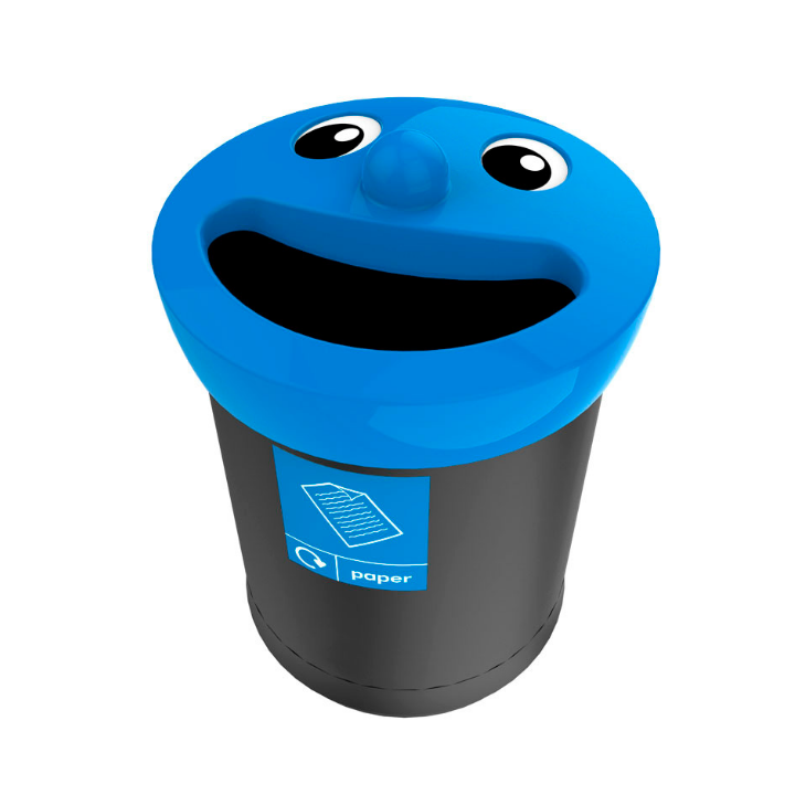 Smiley face afvalbak, 52 liter, zwart/blauw, VB 719464 - 0