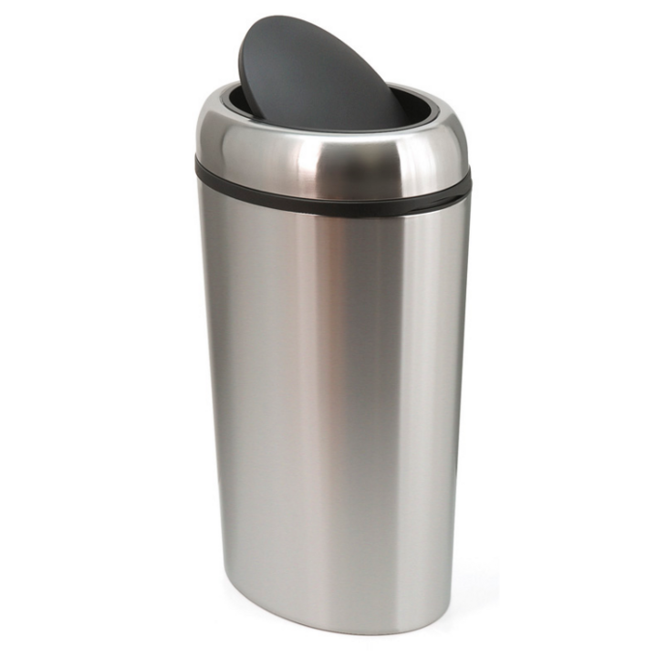 Ovale afvalbak met swingdeksel, 40 liter, RVS, VB 404510 - 0