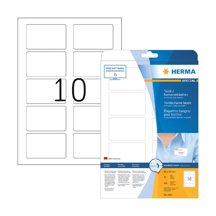 Naambadge etiket herma 4514 80x50mm wit(4514) - 0