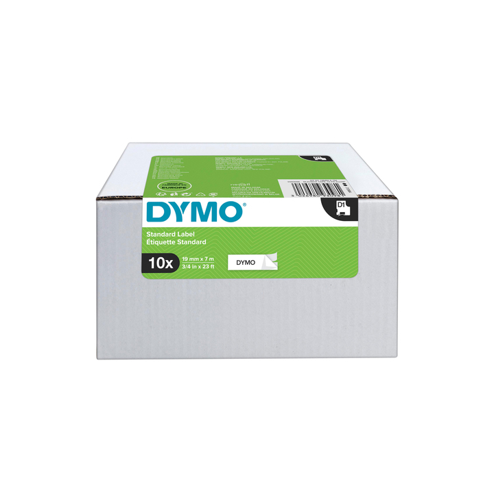 Labeltape dymo 45803 19mmx7m d1 wit/zwart(2093098) stuk/10 - 0