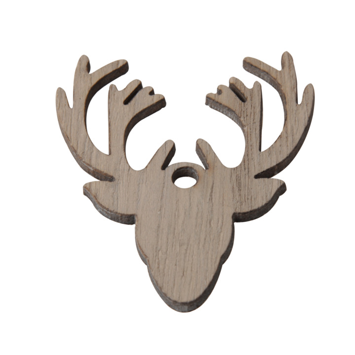 Kerst deco, hanger, houten hert, 70mm (100 stuks) - 0