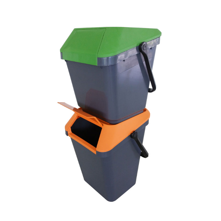 Easymax, stapelbare afvalbak, 35 ltr, grijs/blauw, VB 187867 - 2