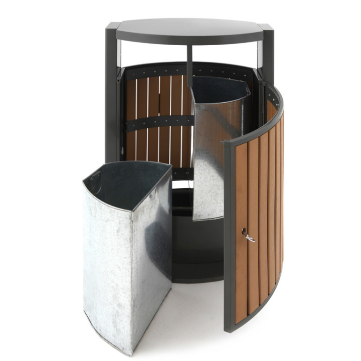 Buitenafvalbak, 2x39 liter, houtlook, VB 650422 - 1
