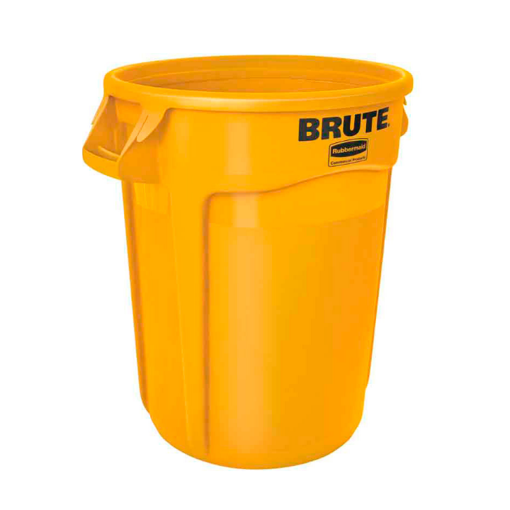 Rubbermaid Brute, ronde afvalbak, 121 liter, geel, VB 002632 - 0