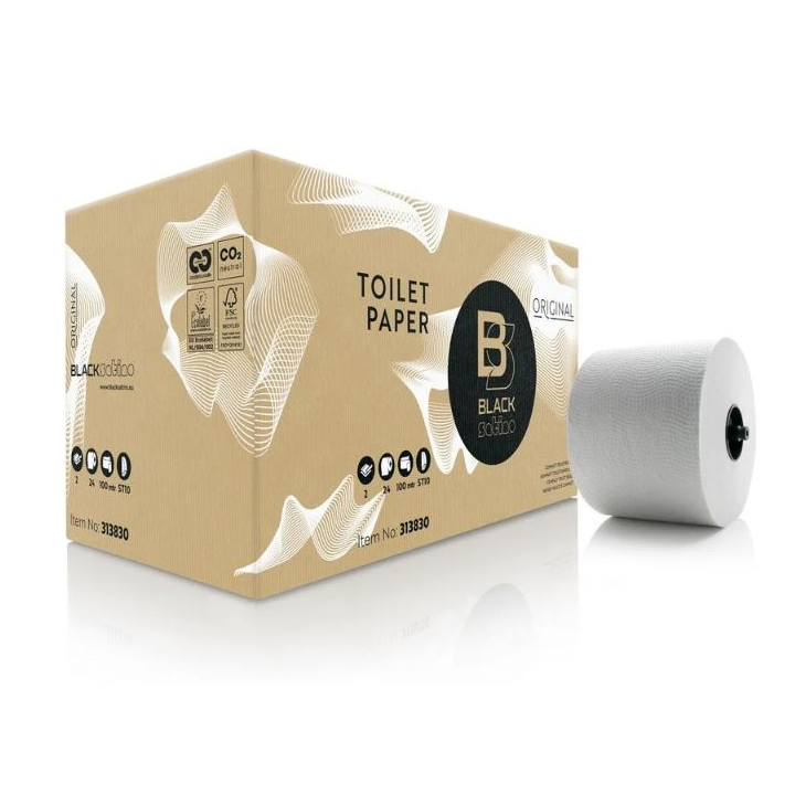 BlackSatino Original | Systeemrol Toiletpapier | 100 Meter | 2-Laags | ST10 | Wit | 313830 (24 stuks) - 0