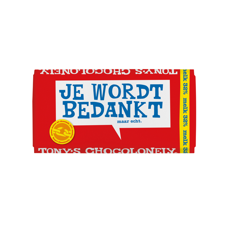 Chocolade tony chocolonely melk bedankt reep 180gr(nlrsg2m18 - 0