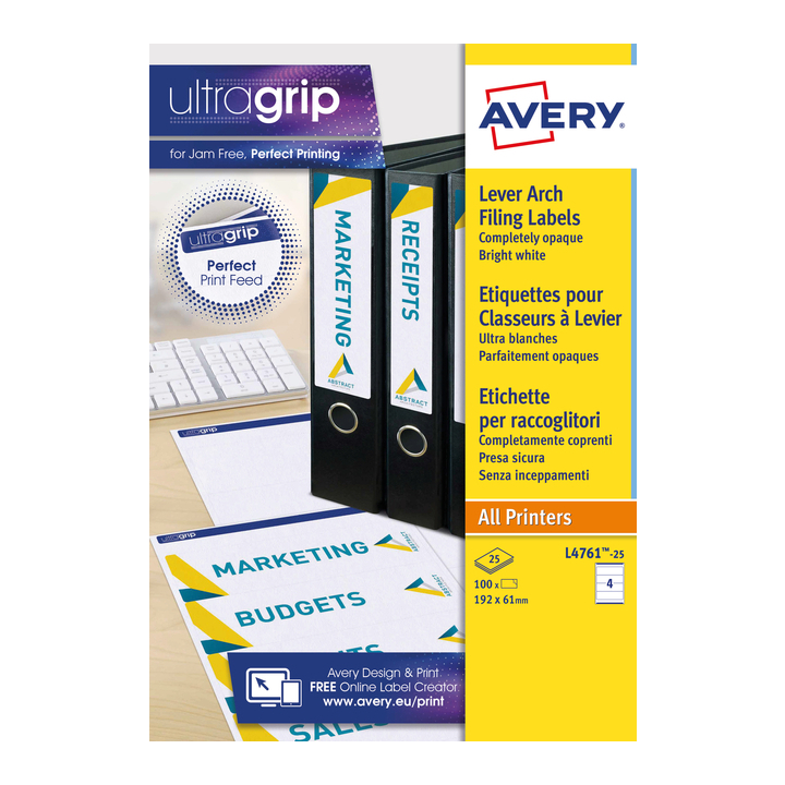 Rugetiket avery l4761-25 192x61mm 100st - 0