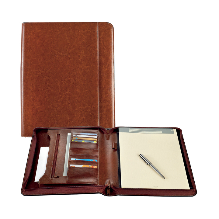 Schrijfmap brepols palermo luxe a4 met rits bruin(3.854.3306 - 0