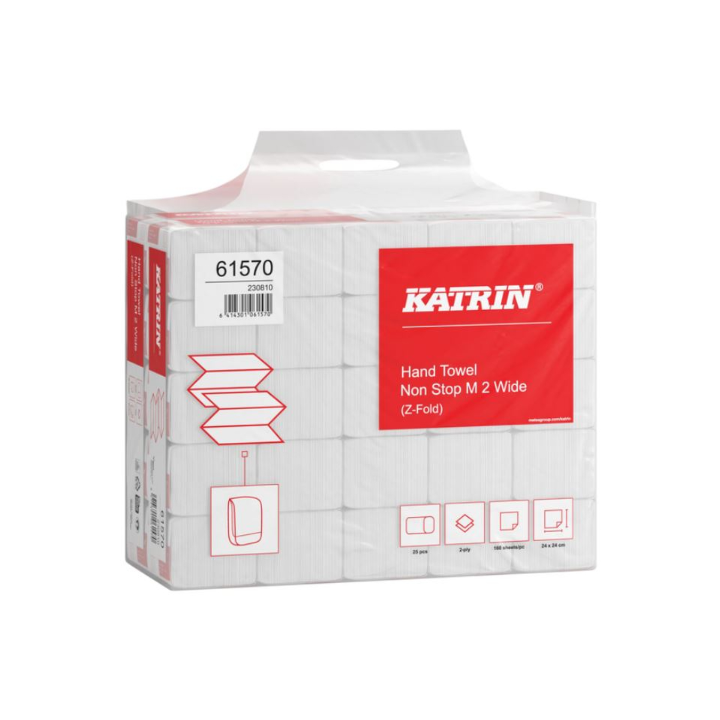Katrin | Papieren Handdoekjes | 24x24cm | 2-Laags | Wit | 61570 (4.000 stuks) - 1