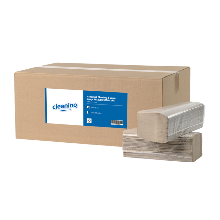 Cleaninq | Papieren Handdoekjes | 23x25cm | 1-Laags | Naturel | 2152 (5.000 stuks) - 0