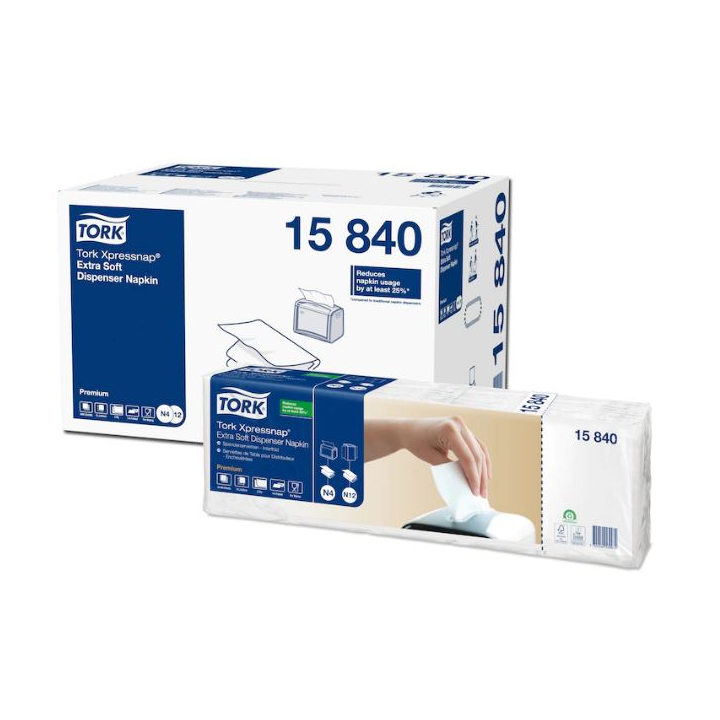 Tork Xpressnap® Premium, servet, 21.3x33 cm, 2-laags, N4, wit, 15840 (4000 stuks)  - 0