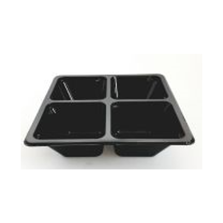 Tapasschaal, PET, 4-vaks, 170x170x44mm, zwart (300) - 0