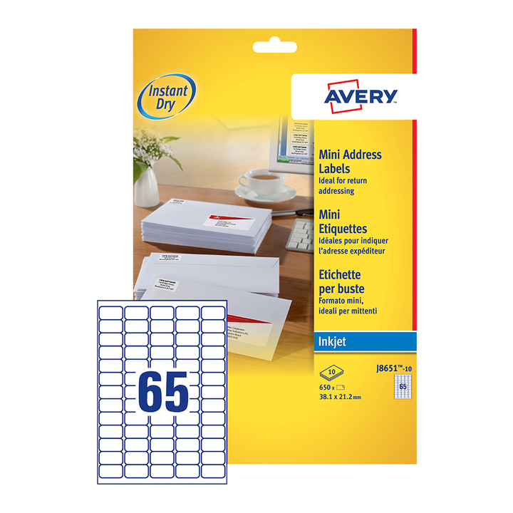 Etiket avery j8651-10 38.1x21.2mm 650st - 0