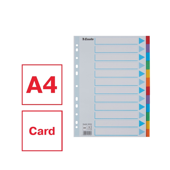 Tabbladen esselte a4 11r karton 12dlg(100194) - 2