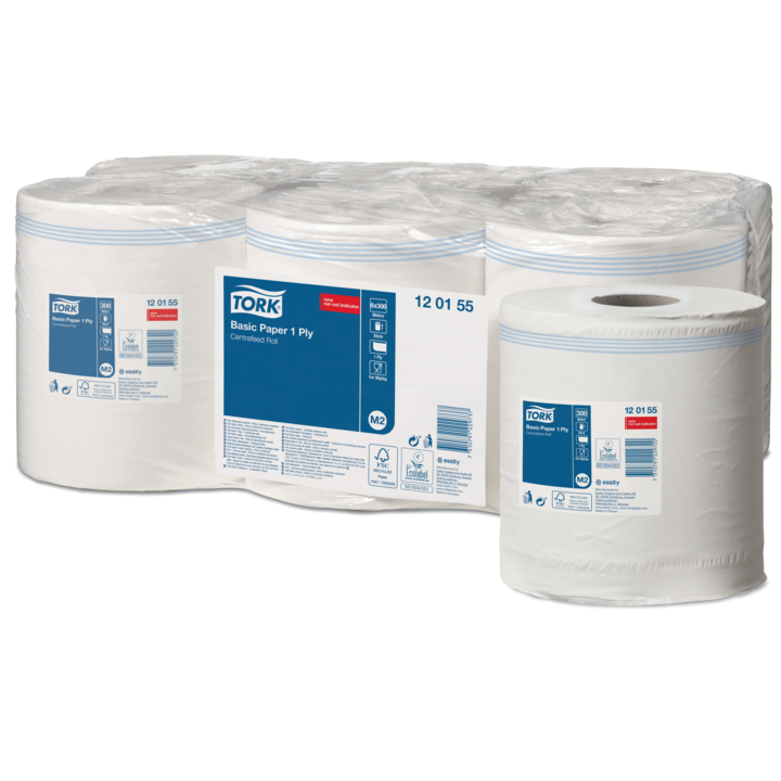 Tork Universal | Midi Poetsrol | 300 Meter | 1-Laags | Recycled | M2 | Wit | 120155 (6 stuks) - 0