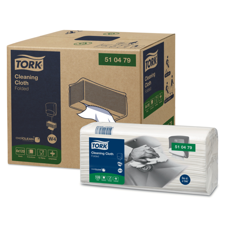 Tork Cleaning | Gevouwen Reinigingsdoek | 41,5x35,5cm | 1-Laags | W4 | Wit | 530479 (480 stuks) - 0
