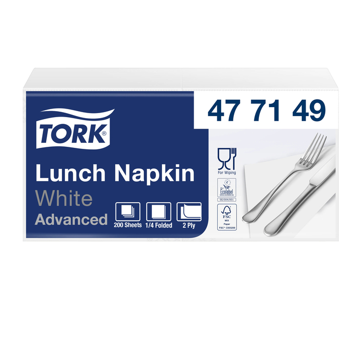 Lunchservet tork advanced vierdevouw wit(477149) - 0