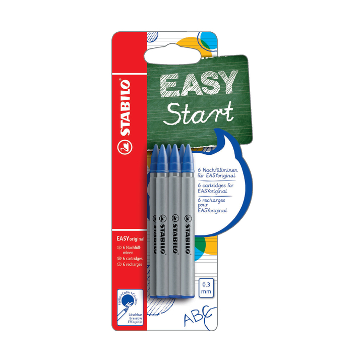 Rollerpenvulling stabilo easyoriginal f blauw blis/6st - 0