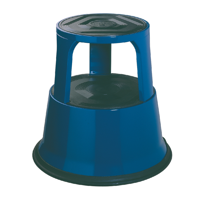 Opstapkruk metaal 42cm hoog verrijdbaar blauw - 0
