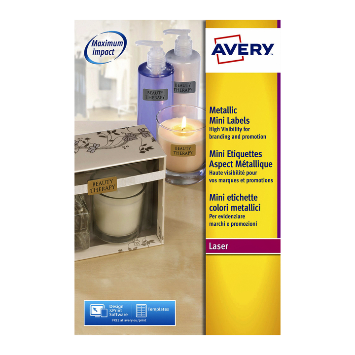 Etiket avery l7690-25 38.1x21.2mm zilver 1625st - 0