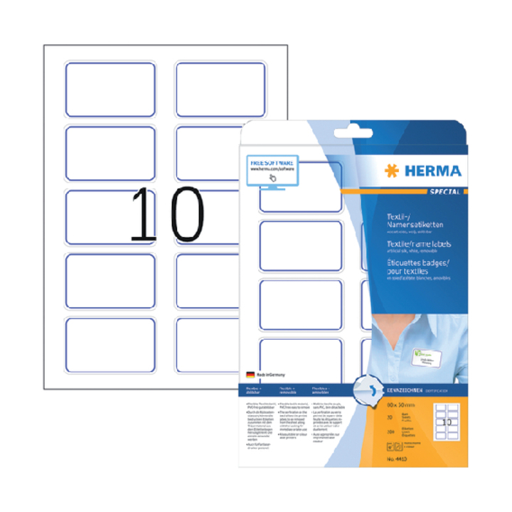 Naambadge etiket herma 4410 80x50mm wit blauw(4410) - 0
