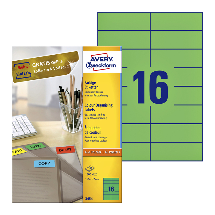 Etiket avery zweck 3454 105x37mm groen 1600st - 0