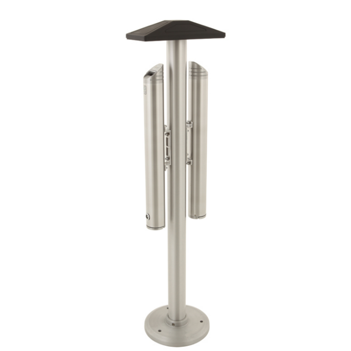 Vrijstaande dubbele asbak, 138 cm, aluminium, VB 659951 - 0