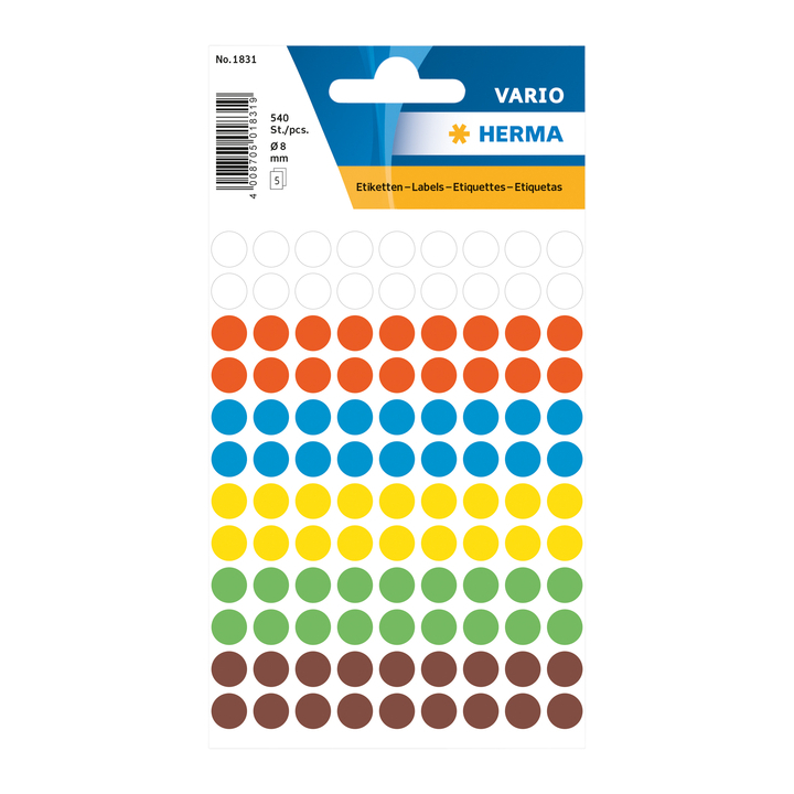 Etiket herma 1831 rond 8mm 540st ass - 0
